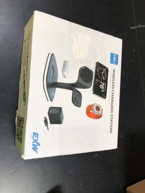Photo 1 of EXW for Magsafe Charger Stand, Charging Station for Multiple Devices, Wireless Charger for iPhone 16/15/14/13/12 Series, Apple Watch Series 1-9/Ultra,AirPods Pro with LED and Adapter (White)