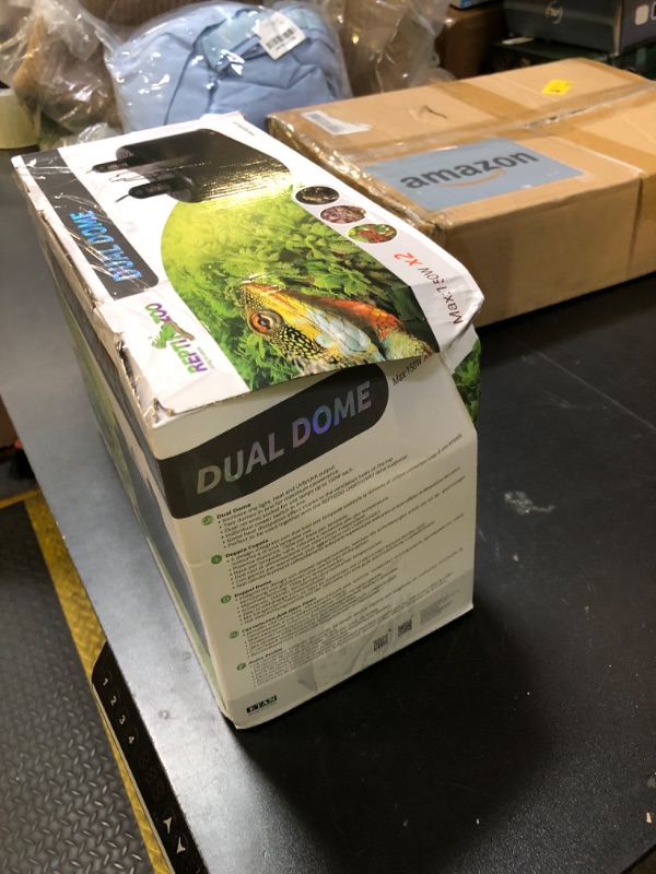 Photo 1 of REPTI ZOO Dual Reptile Light Fixture for Reptile Dome UVB Lamp Fixture Dual Reptile Reflector Dome Lamp Cap Combo Integration Design Heat Lighting