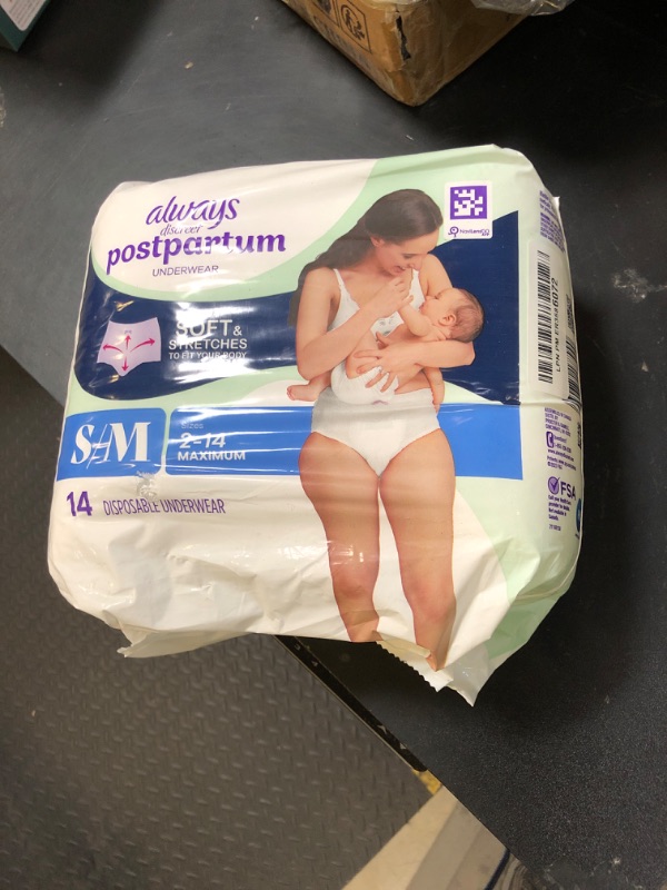 Photo 1 of Always Discreet Postpartum and Adult Incontinence Underwear for Women, Size S/M, Maximum Protection, 14 CT
