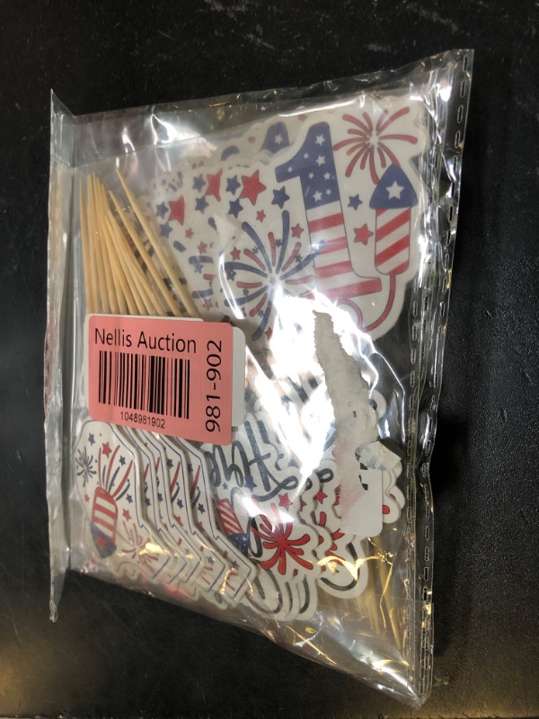 Photo 1 of Little Firecracker First Birthday Cupcake Toppers, Fourth of July First Birthday Cake Picks, Independence Day 1st Birthday Decor, Patriotic 1st Birthday Cupcake Toppers, Red White Blue 24Pcs