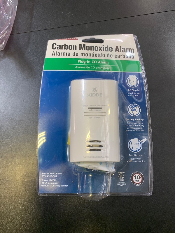 Photo 1 of Kidde Carbon Monoxide Detector, Plug In Wall with AA Battery Backup, Test-Hush Button