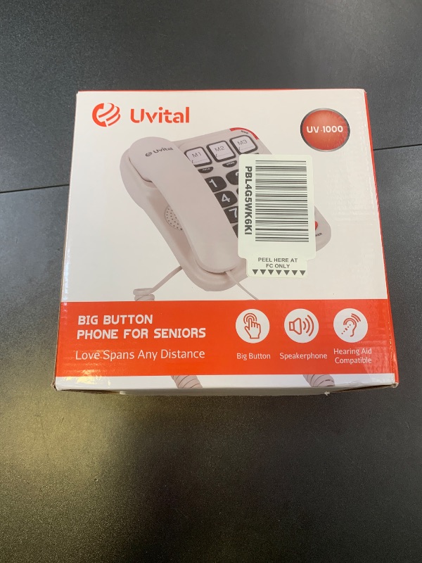 Photo 1 of Uvital Big Button Phone for Seniors, White Senior Phone for Elderly Landline, Black Big Buttons Corded Landline Telephone for Home, Corded Landline Phones for Home - Amplified Ringer and Loud Speaker