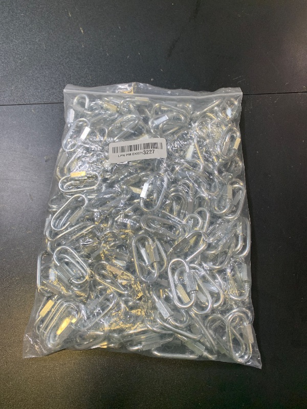 Photo 1 of 200-Pack M5 3/16 Inch Quick Link Chain Connectors, 2IN Galvanized Thread Quick Link Screw, Heavy Duty Small Locking Carabiner Clips for Hammocks, Swings, Shade Sails-650 LBS Capacity