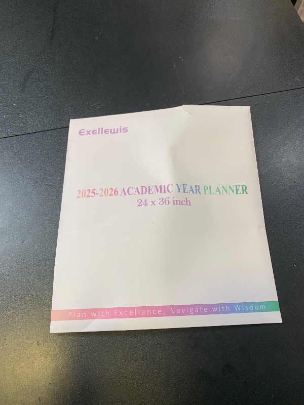 Photo 1 of 24" x 36" Exellewis 2025-2026 Academic Wall Calendar, July 2025 to June 2026, Folded Large Yearly Planner 12 Months, 2-Sided Reversible Horizontal/Vertical School Year Calendar