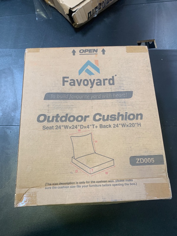 Photo 1 of Favoyard Outdoor Seat Cushion Set 24 x 24 Inch Waterproof & Fade Resistant Patio Furniture Cushions with Removable Cover Deep Seat & Back Cushion with Handle and Adjustable Straps for Chair Sofa Couch