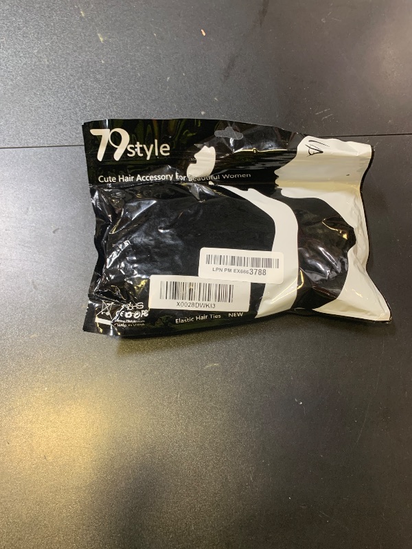 Photo 1 of 79STYLE Fabric Hair Ties - No Damage Black Ribbon Flat Hair Bands, Knotted Soft Ponytail Holders for Women, Yoga Hair Scrunchies (Black)