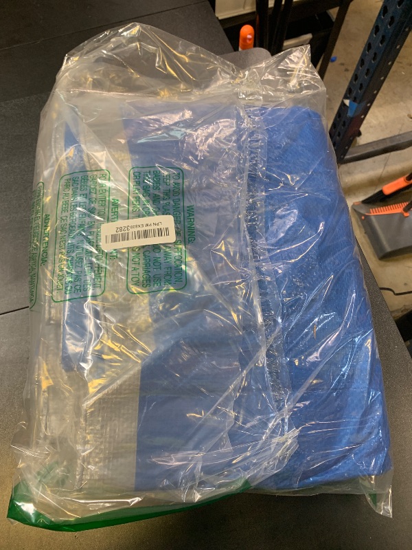 Photo 1 of RAINDEWAY Tarps 15x15 Feet - 5.5 Mil, Multipurpose Waterproof Poly Tarp Cover with Metal Grommets and Reinforced Edges, Silver/Blue Tarp