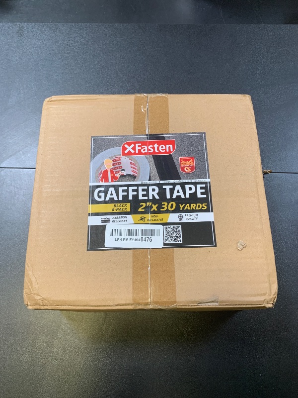 Photo 1 of XFasten Black Gaffers Tape 2 Inch x 30 Yards Bulk - 8-Pack (720ft), Residue-Free Matte Black Gaffer Tape 2 Inch Non-Reflective Easy-to-Tear Floor Tape for Electrical Cords