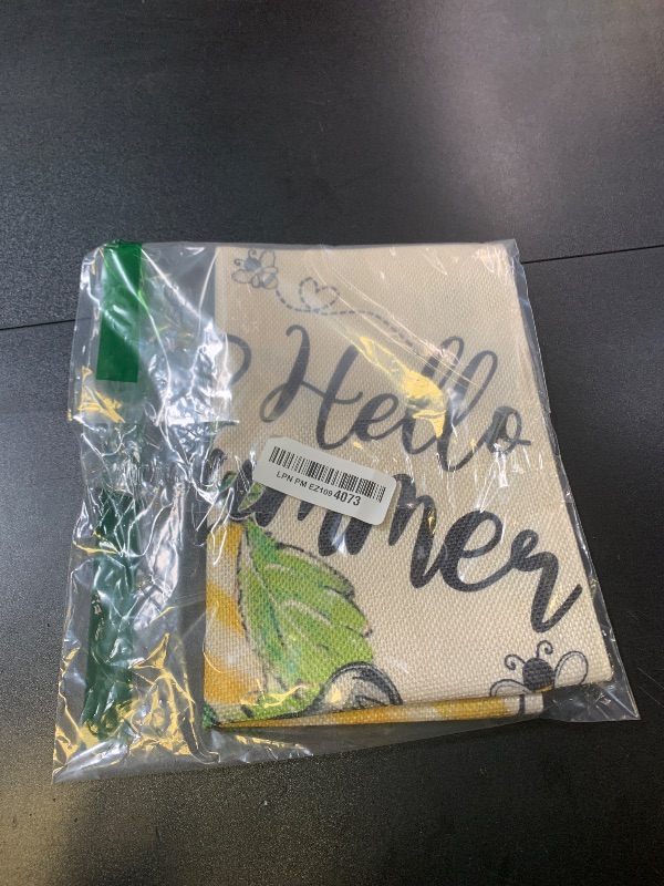 Photo 1 of AVOIN colorlife Hello Summer Garden Flag 12x18 Inch Double Sided Outside, Lemon Bee Rustic Seasonal Yard Outdoor Flag