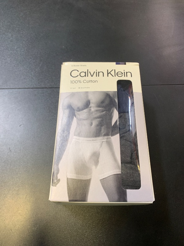 Photo 1 of Calvin Klein Men's Cotton Classics 5-pack Boxer Brief, 2 Blue Shadow Body W/Blue Shadow Waistband, 2 Charcoal Heather Body W/Charcoal Heather Waistband, 1 Black Body W/Black Waistband, Large