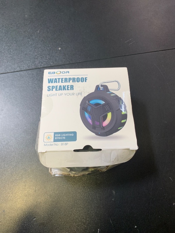 Photo 1 of EBODA Bluetooth Shower Speaker, Portable Bluetooth Speakers, IP67 Waterproof Wireless Speaker with LED Light, Floating, 2000mAh, True Wireless Stereo for Kayak, Beach, Gifts for unisex -Black