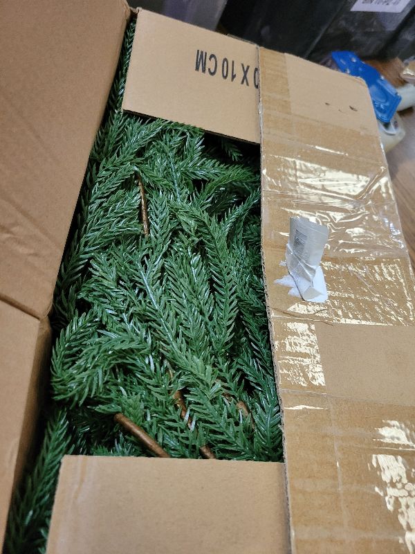 Photo 1 of 2 Pack Christmas Norfolk Pine Garlands 6FT, Real Touch Artificial Greenery Garland – Full Evergreen Pine Garland for Mantle, Fireplace, Table, Wall, Stairs & Outdoor Holiday Décor