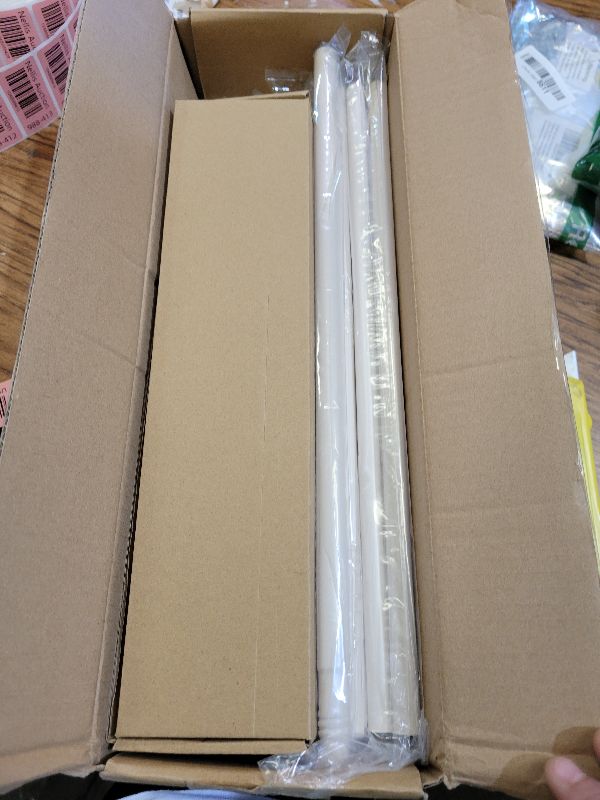 Photo 1 of 1 Inch Heavy Duty Adjustable Double Curtain Rod for Windows 48 to 84 Inches - Weathered White Boho Farmhouse Double Curtain Rod with Decorative Finials - for Living Room, Bedroom, Easy to install