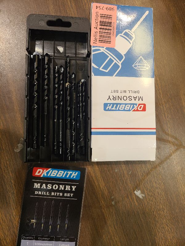 Photo 1 of 11-pc Masonry Drill Bits Carbide Concrete Drill Bit Set for Stone Tile Brick Ceramic Glass Metal Sheet Plastic and Wood, Quick Change 1/4" Hex Shank, Size 5/32” 3/16" 1/4" 5/16" 3/8" 1/2" with Case