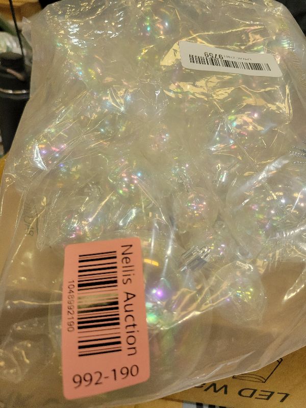 View 2 of 50 PCS Christmas Iridescent Ornaments,Clear Plastic Bubbles Hanging Filled Ornaments,Christmas DIY Hanging Rainbow Ball 5 Different Sizes for Xmas Tree Wedding Party Birthday Home Decorations
