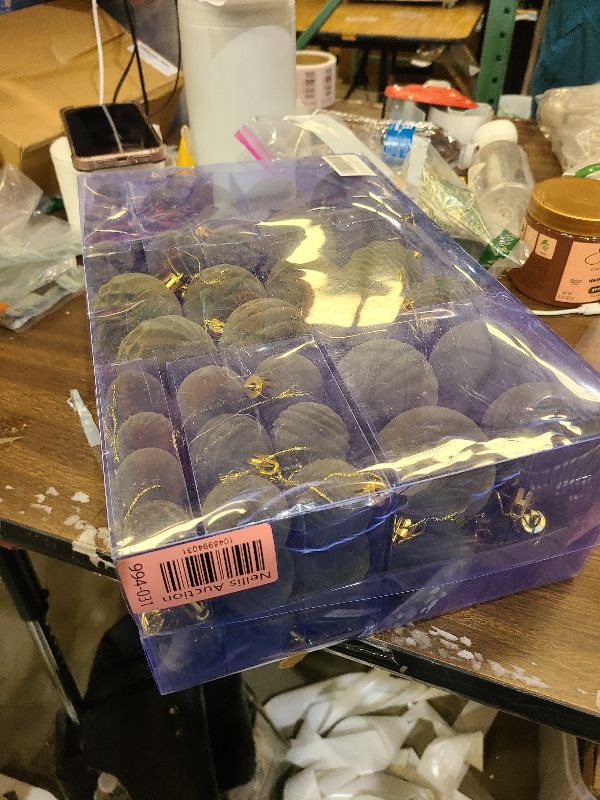 Photo 1 of 100PCS Olive Green Velvet Christmas Ornaments Set, Shatterproof Flocked Christmas Balls Decorations Bulk, Christmas Hanging Ball Velvet Ornaments for Christmas Trees Festival Party Decor (Olive Green)