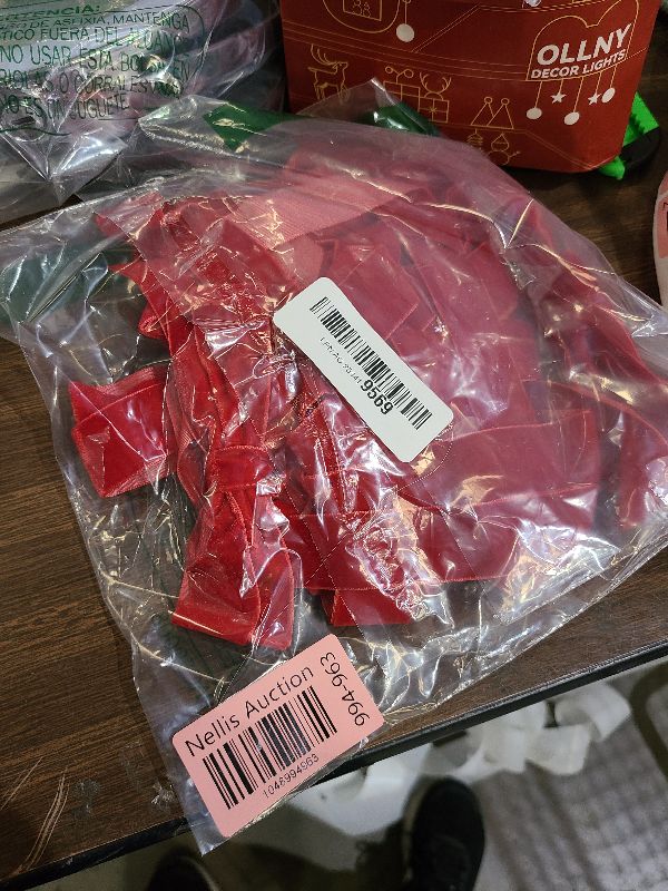 Photo 1 of 12Pcs Red Velvet Ribbon Bows Christmas Tree Decorations,5in x 10in Xmas Ornaments for Tree Home Party Front Door Wreath Holiday Decor