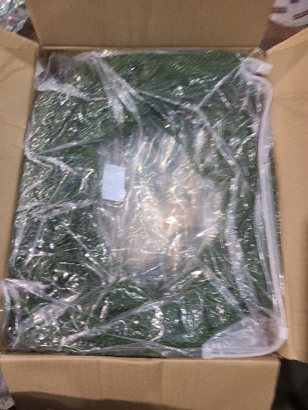 Photo 1 of 12 FT (2 * 6FT) Norfolk Pine Garland Artificial, Realistic Christmas Greenery for Mantle Table Wall, Real Touch Winter Pine Garland for Christmas Indoor Outdoor Decor (80 Branches)