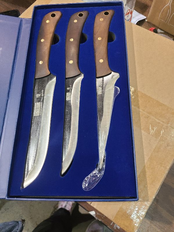 Photo 2 of HOSHANHO Butcher Knife Set 3-Piece, Super Sharp Hand Forged Fillet Knife & Dividing Knives & Paring Knives Set, Upgraded High Carbon Stainless Steel Meat Cutting for Home, Outdoor