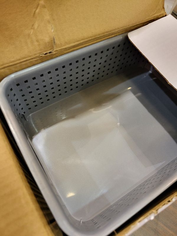 Photo 1 of [ 12 Pack ] Plastic Storage Baskets - Small Pantry Organization and Storage Bins - Household Organizers for Laundry Room, Bathrooms, Bedrooms, Kitchens, Cabinets, Countertops, Under Sink or On Shelve