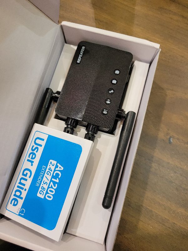 Photo 1 of 12880 Sq.Ft WiFi Extender Signal Booster, 1200Mbps WiFi Repeater, 105-Device Support, Simple Install, WiFi Extender with Wide Compatibility