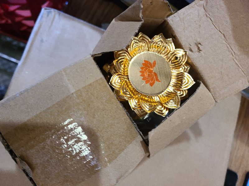 Photo 1 of 2 Pcs Lotus Candle Holders Metal Gold for Diwali Lotus Ghee Candle Stand Indian Decorations Oil Lamps for Buddha Temple Home Decor