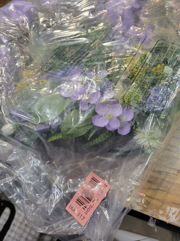 Photo 1 of 21 Inch Spring Wreath for Front Door,Artificial Summer Wreath with Lavender Hydrangeas and Greenery Leaves,Purple Flower for Home Wall Window Farmhouse Party Holiday Decor