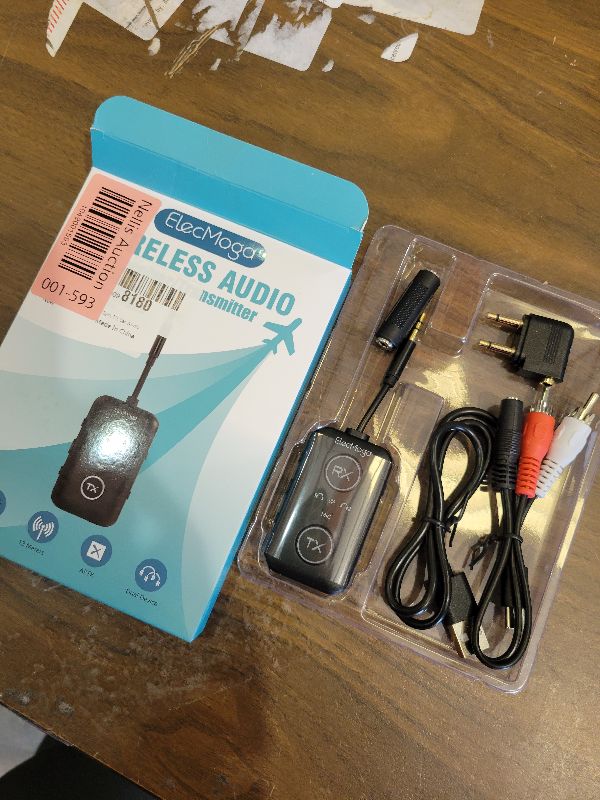 Photo 1 of 2025 Upgraded Airplane Bluetooth 5.4 Transmitter with Qualcomm Chipset, ElecMoga Airplane Travel Essentials Supports 2 AirPods or Headphones, 2-in-1 AUX Wireless Receiver for Gym, TV, Car, Audio