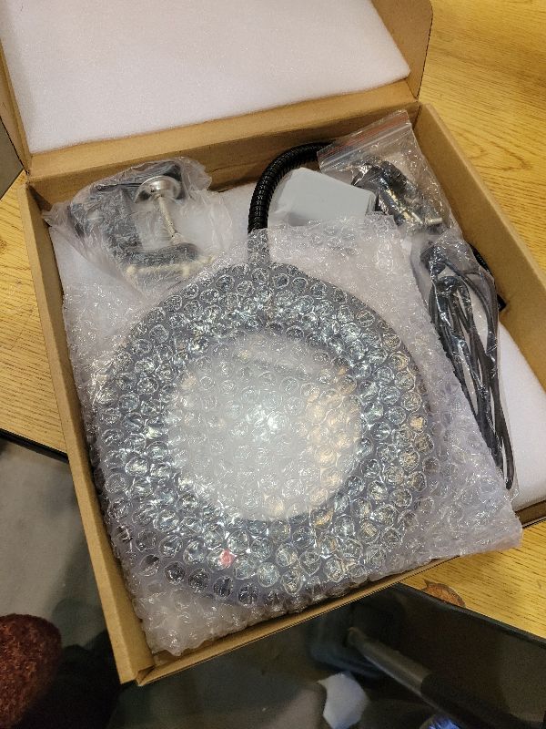 Photo 1 of 12X Magnifying Glass with Light and Stand, 5 Color Modes, 9 Dimmable Levels, Hands Free Flexible Gooseneck Magnifying Lamp, 2-in-1 LED Desk Lamp for Crafts Hobby Jewelry Sewing Reading Close Work