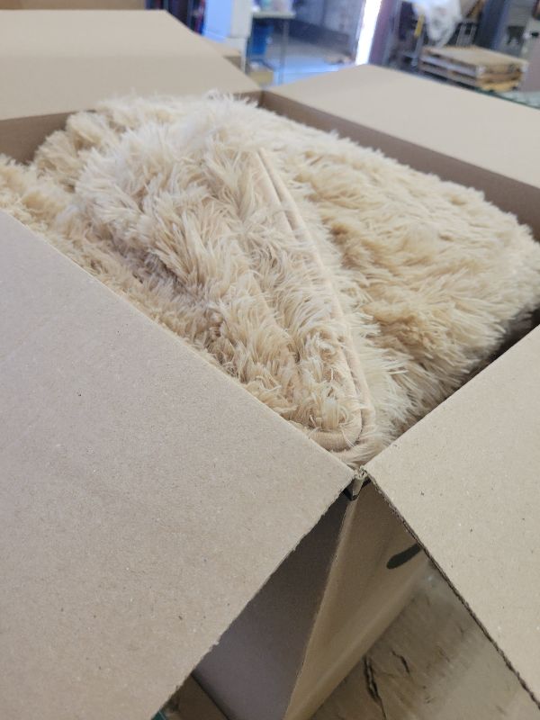 Photo 2 of yongyangjuxin Fluffy Rug Shaggy Area Rug, Beige 8x10 Area Rugs for Living Room, Large Shag Area Rugs for Bedroom Kids Room Home Decor, Upgrade Anti-Skid Rectangular Fuzzy Rugs