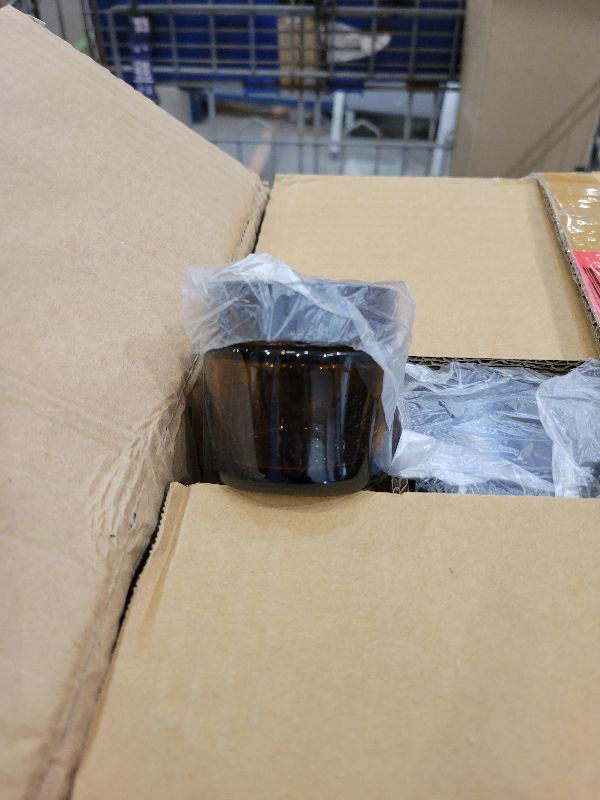 Photo 1 of 2oz Jars with Lids, HOA Kinh 40 Pack Amber Glass Jars with Lids Empty Cosmetic Containers Round Airtight Glass Jar with Black Lid for Storing Lotions Powders Ointments