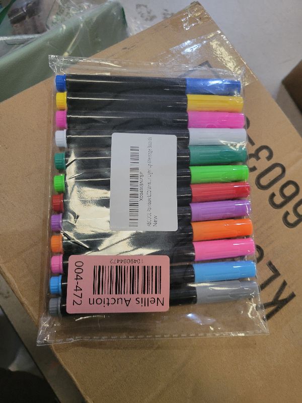 Photo 1 of 12-Color Neon Erasable Markers for LumiBoard LED Drawing Board for Kids, Compatible with Light Up Acrylic Led Note Board, Windows, Blackboard, Glass, Wet or Dry Erase Markers Fine Tip