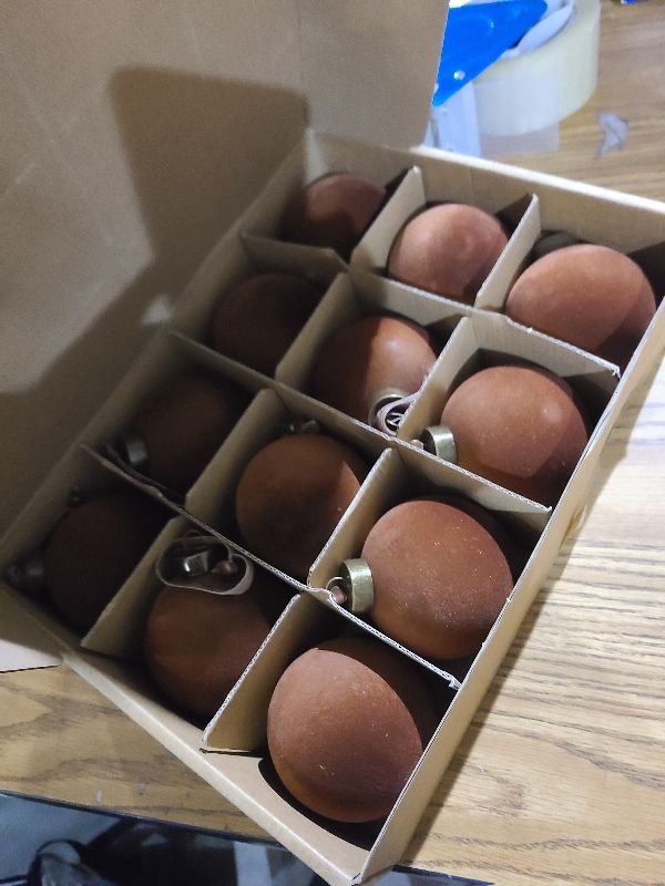 Photo 1 of 12 Pcs Velvet Christmas Balls Bulk Shatterproof Plastic Christmas Tree Decorations for Decorative Hanging Baubles (12, Brown, 3.15Inch)