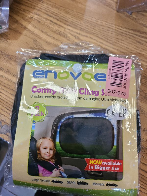 Photo 1 of 2-Pack Car Window Shades by Enovoe - 19 x 12 in Side Window Cover for SUVs, Sedans, and Trucks - Protects Baby from UV Rays and Glare - Cling Design for Easy Use - Plain