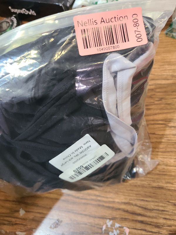 Photo 1 of ABOCIW Workout Sets for Women 2 Piece Contrast Piping Sports Bra High Wasit Split hem Flared Leggings Gym Yoga Outfits Black Large