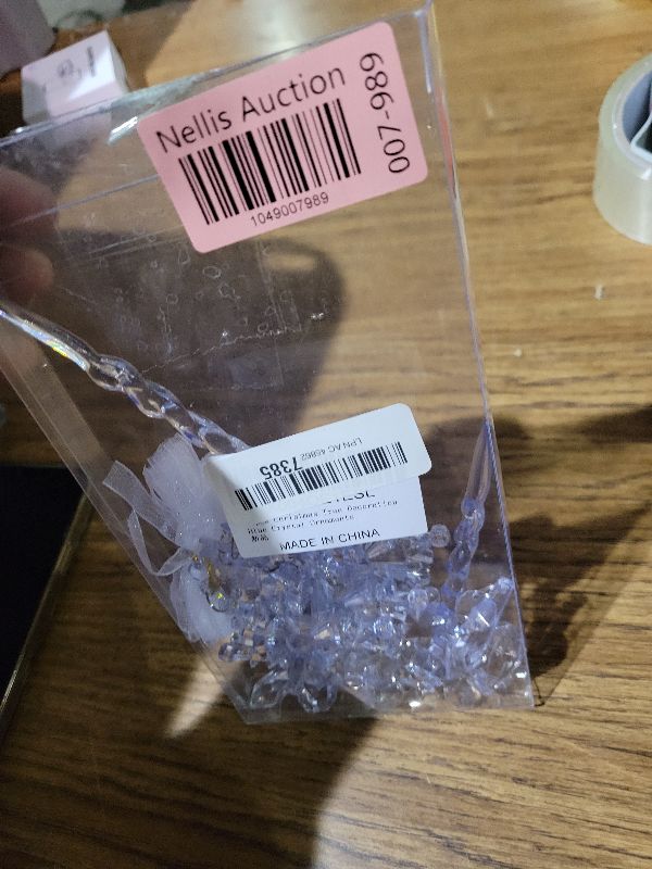 Photo 1 of 18pcs Crystal Christmas Ornaments for Christmas Tree Decorations-Blue Hanging Acrylic Snowflake and Icicle Ornaments with Drop Pendants for New Year Party Decorations Supplies