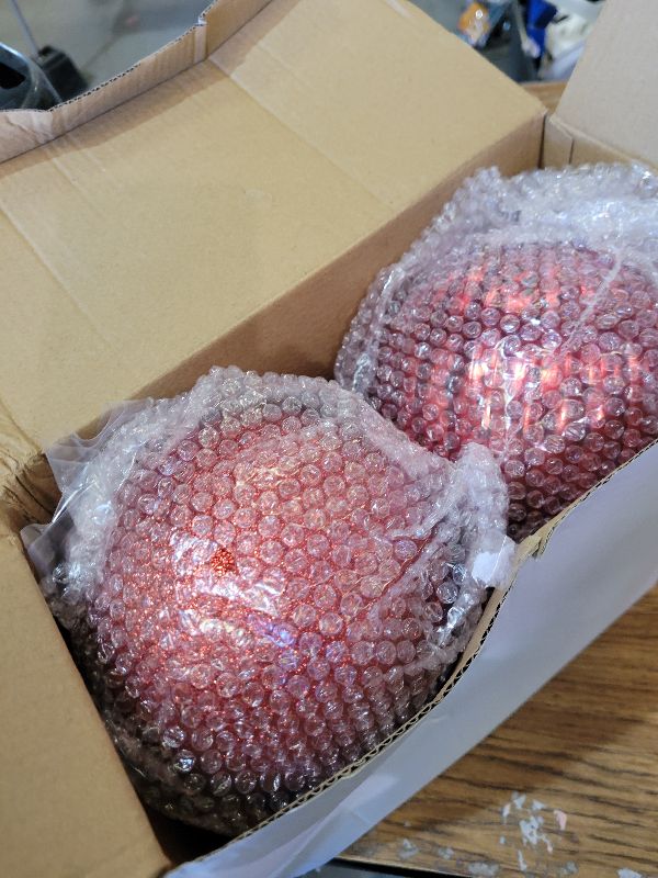 View 2 of 6in Large Christmas Ornaments Shatterproof Christmas Ball Ornaments Giant Xmas Tree Decoration Decorative Hanging Mercury Balls for Party,Home,Holiday (Red,4pc)