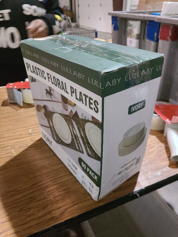 Photo 3 of Lullaby 60PCS Ivory Scalloped Plastic Plates with Gold Rim, Disposable Elegant Plates Include 30pcs Dinner Plate 10.25", 30pcs Plastic Dessert Plate 7.5", Perfect for Wedding and Party