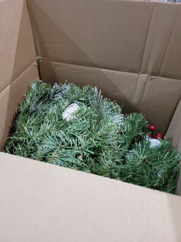 Photo 1 of [ Timer & 8 Modes ] TURNMEON 9 Ft Christmas Garland with 50 Colorful Lights Thicker 270 Branchs Tips 10 Pinecones 70 Red Berries Lighted Garland Christmas Decorations Mantel