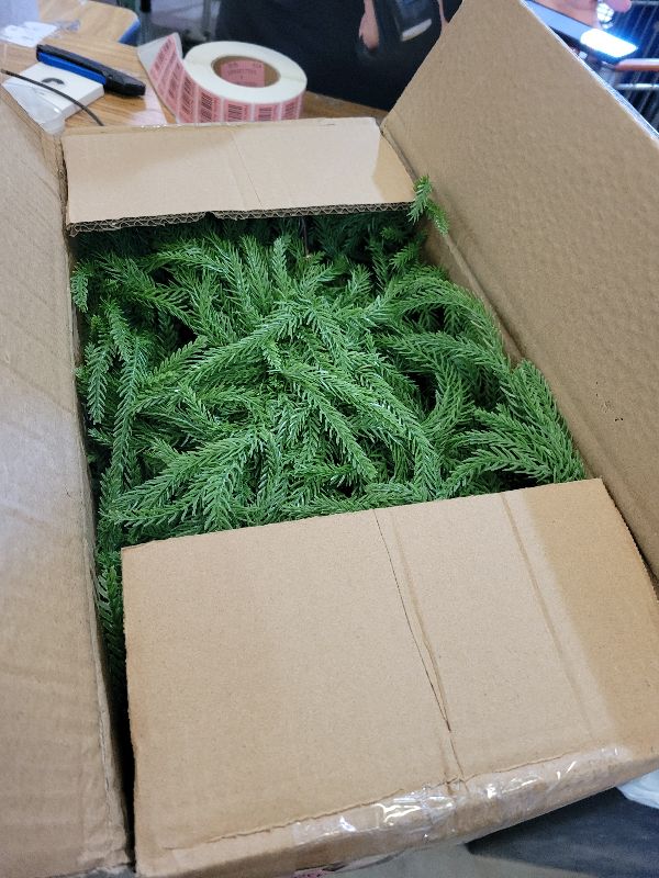 Photo 1 of 2PCS 9FT Christmas Garland Norfolk Pine Garland Real Touch Artificial Greenery Garland for Mantle Fireplace Table Indoor Outdoor Decor