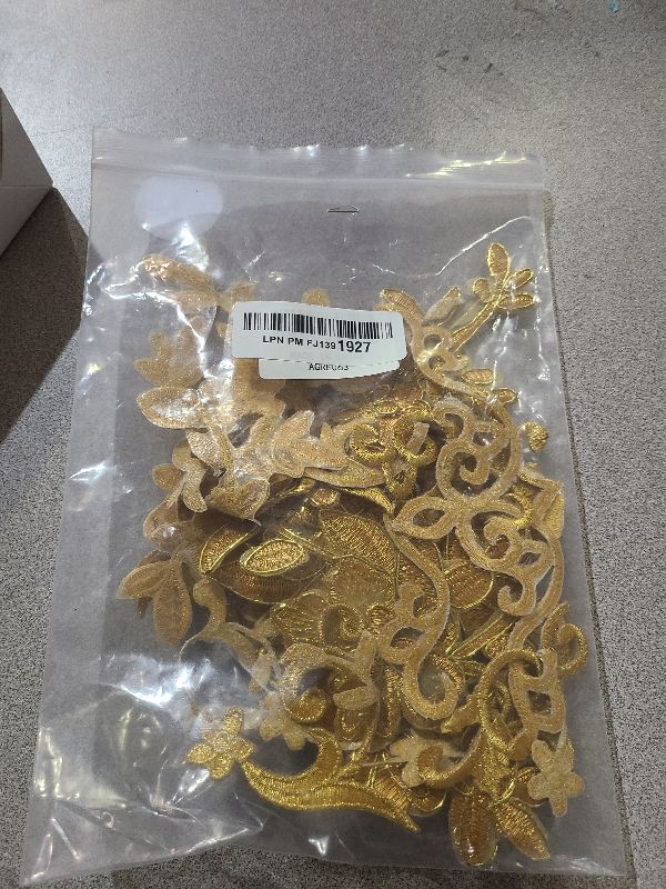 Photo 1 of 10pcs Golden Flower Embroidery Patches Flowers Leaves Lace Sew On/Iron on Embroidered Sewing Appliques for Wedding Prom Dress Clothes Jeans DIY Craft Decor, 5 Styles