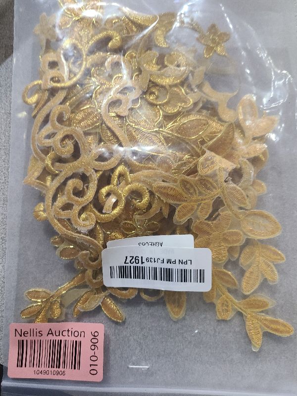 Photo 1 of 10pcs Golden Flower Embroidery Patches Flowers Leaves Lace Sew On/Iron on Embroidered Sewing Appliques for Wedding Prom Dress Clothes Jeans DIY Craft Decor, 5 Styles