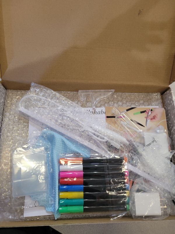 Photo 1 of 16" Led Drawing Board for Kids with 18 Tracing Pages - 4 Modes & Acrylic Led Note Board with 7 Colors, Light up Magic Boards for Art Kit, Birthday & Christmas Gifts for Teenage Girls & Boys, 39PCS