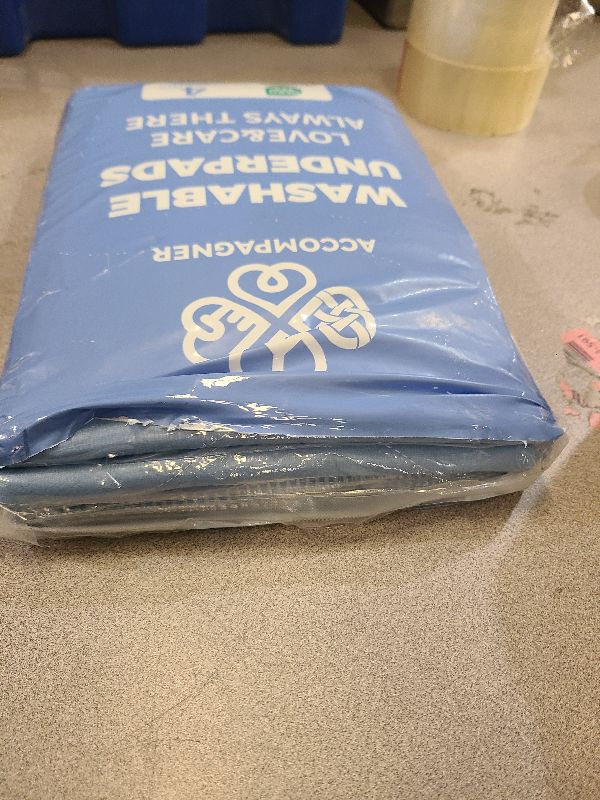 Photo 1 of Accompagner Waterproof Reusable for Adults and Pets Washable Pee Pads for Dogs Changing Pad Large Dog Bed Size Adults Incontinence Bed Pads - Non-Slip Leak-Proof (Blue, 24"x24"(Pack of 4))