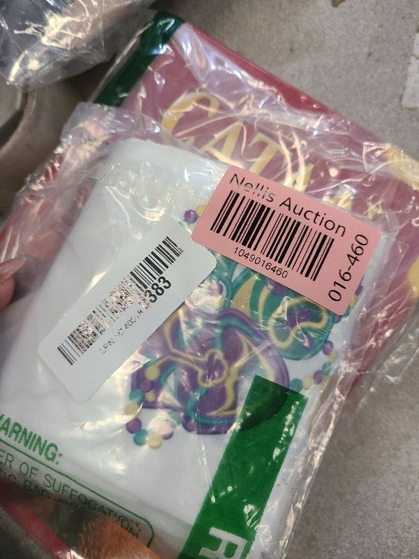 Photo 1 of 2 Pieces Mardi Gras Wreath Sash for Front Door, Fat Tuesday Sash White Satin Wreath Accessories for Mardi Gras Decorations Supplies