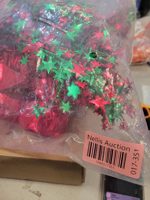 Photo 1 of 12 Pack Christmas Metallic Foil Spray Centerpiece Star Table Decoration Burst Table Centerpieces for Xmas Birthday Wedding Anniversary Holiday Party Supplies Decor, Red&Green