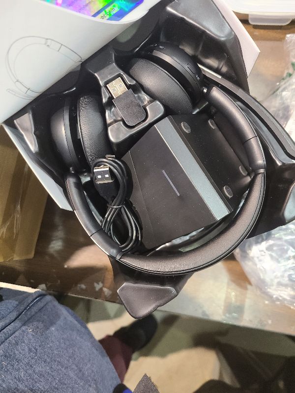 Photo 1 of (2025 Upgraded) Wireless Headset with Mic for Work, Bluetooth Headset with Noise Canceling Microphone with Dongle, Charging Base & Mic Mute, Wireless Headphones for Work from Home/PC/Computer