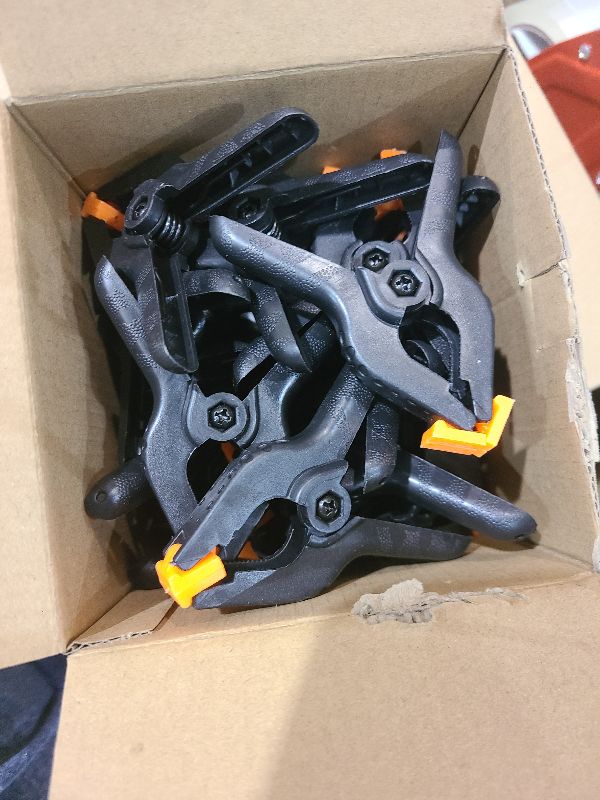 Photo 1 of 24 Pack 3.5 inch Plastic Spring Clamps, Black Heavy Duty Clips, Backdrop Clips, Plastic Clamps for Crafts, Backdrop Stand, Woodworking, Photography
