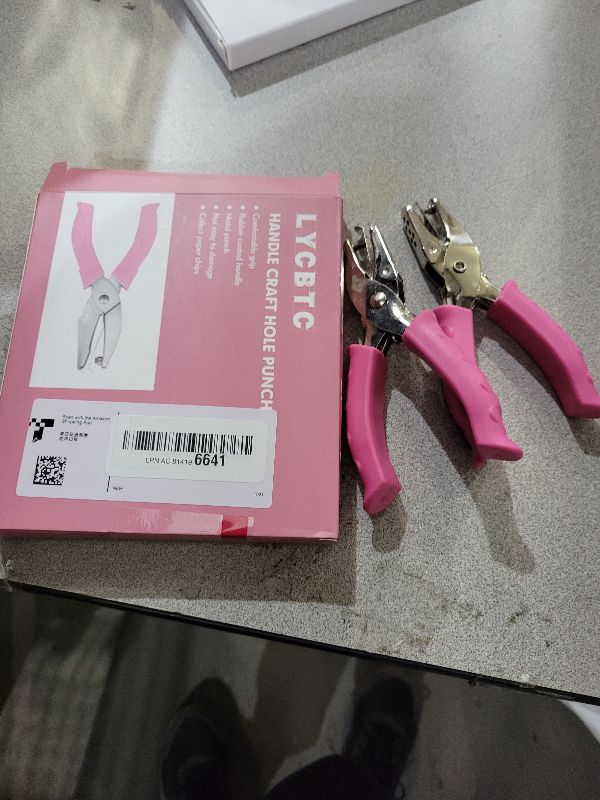 Photo 1 of 2 PCS Hole Punch, Diameter 1/4" and 1/8" Single Hole Punch, with Pink Soft Grip Hole Puncher Single, for Home, Office and Study, Suitable for Various Cardboard, Labels, and Scrapbooks