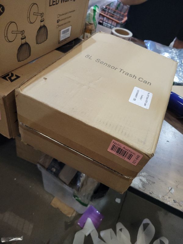 Photo 1 of 2-Pack - Bathroom Trash Can Automatic Touchless - 2 Gallon Slim Motion Sensor Garbage Can - Waste Basket for Bedroom, Laundry room, Small Spaces - Narrow Automatic Trash Bin - White with Grey Edge